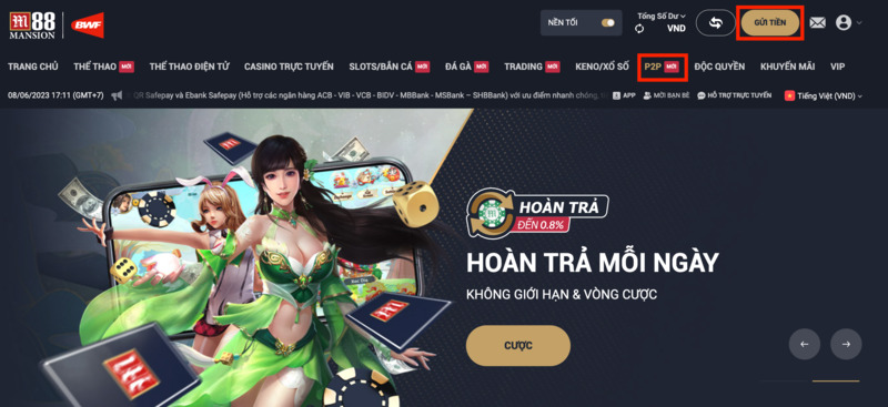 truy cập vào trang p2p m88